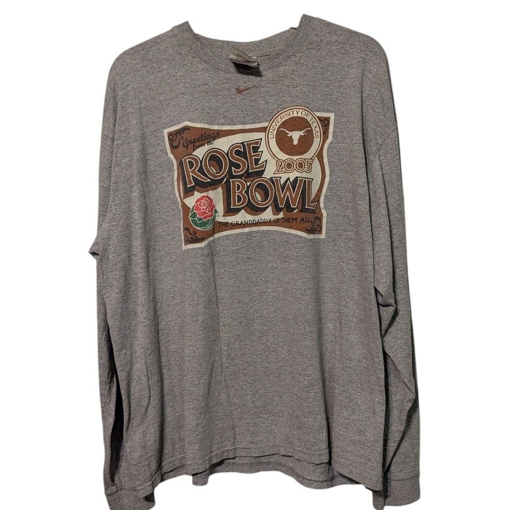 Nike University of Texas 2005 Rose Bowl Long Sleeve T-Shirt Gray Mens L UT